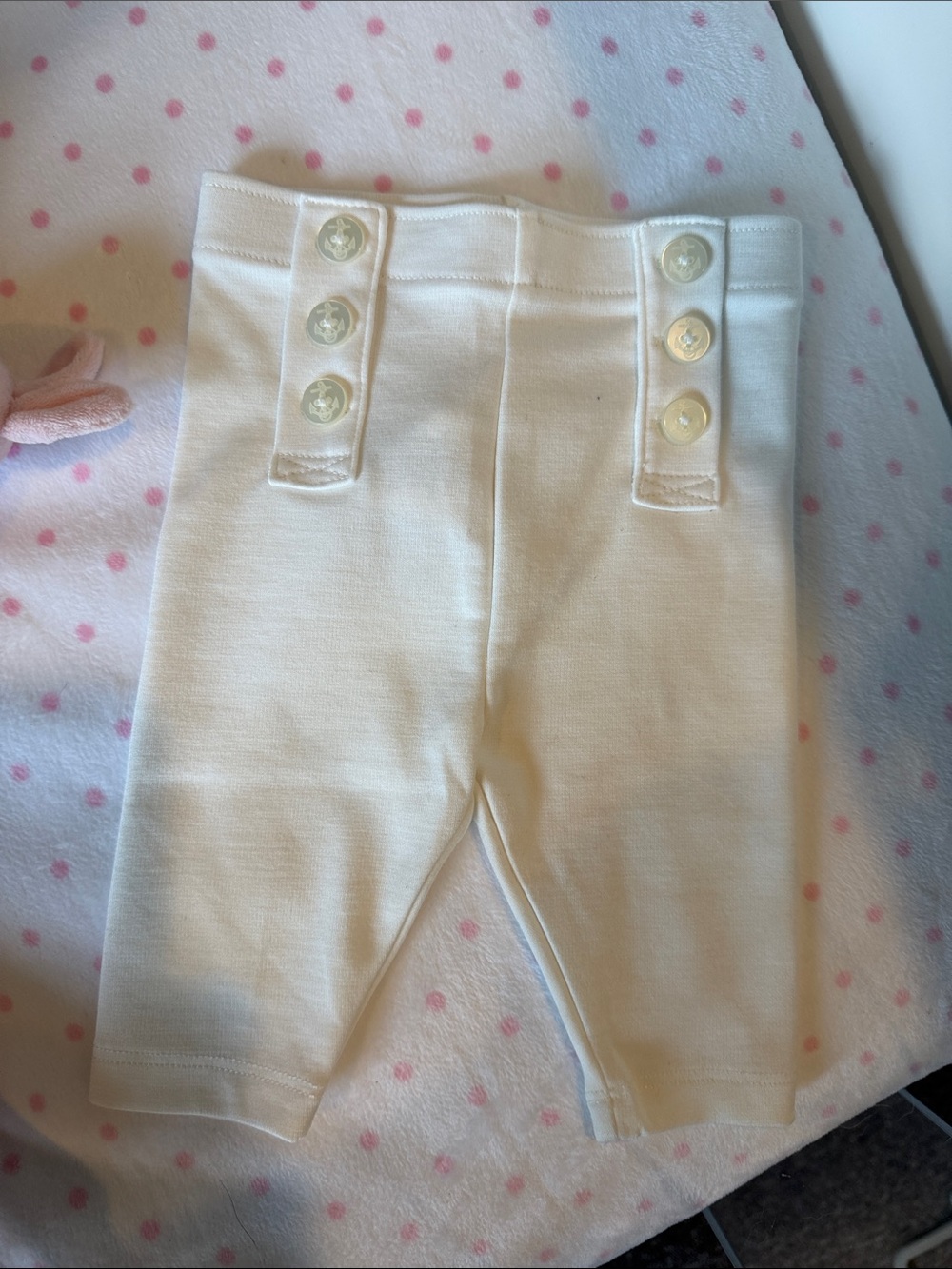 Ralph Lauren white Baby Leggings with Decorative Button Straps